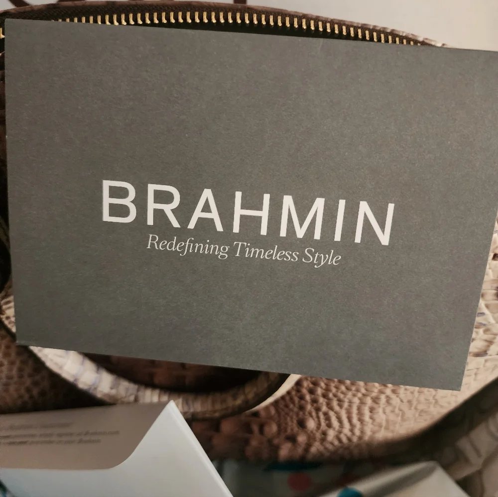 BRAHMIN, rare color Amaretto Melbourne Leather Large Duxbury satchel - Picture 7 of 12